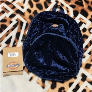 NWT Dickies blue crushed velvet mini backpack
